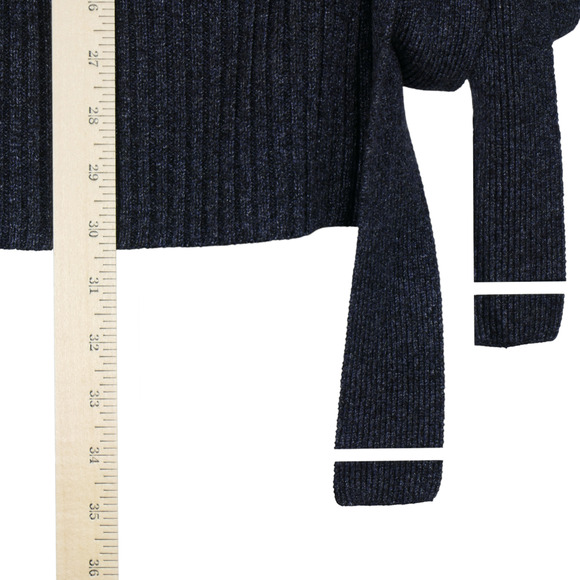 Anne Klein Cardigan Sweater Vest Duster Womens M Blue Wrap Around Tie Wool Silk - Picture 7 of 9